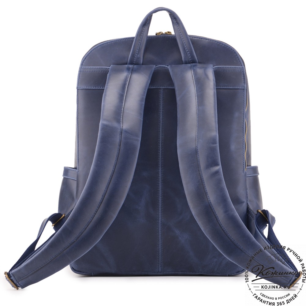 Мужской кожаный рюкзак "Гудвин" (синий воск)